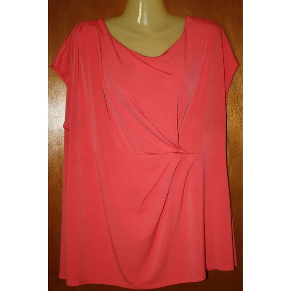 Lane Bryant Sleeveless Top Side Gathers Plus Sz 22/24 Orange Knit Blouse GUC - Picture 1 of 5